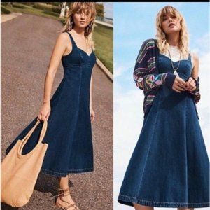 Anthropologie Holding Horses Edythe Corset Denim Midi Dress size 4